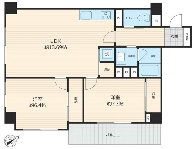 【間取り】 | 中丸町住宅 | 西・南・東の角部屋なので、陽当たり・通風良好です！