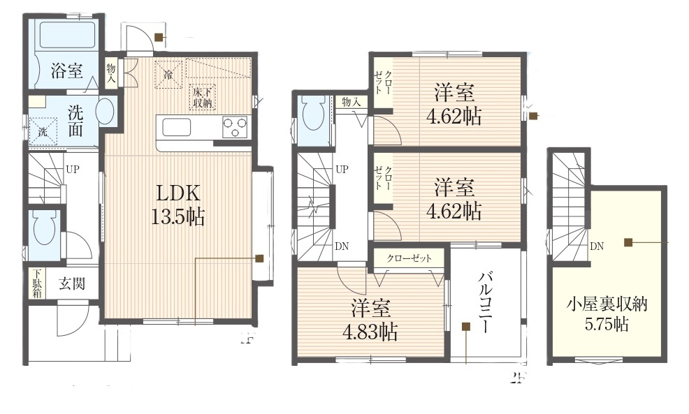 所沢市北中3丁目・全1棟　新築一戸建　～全室2面採光～
