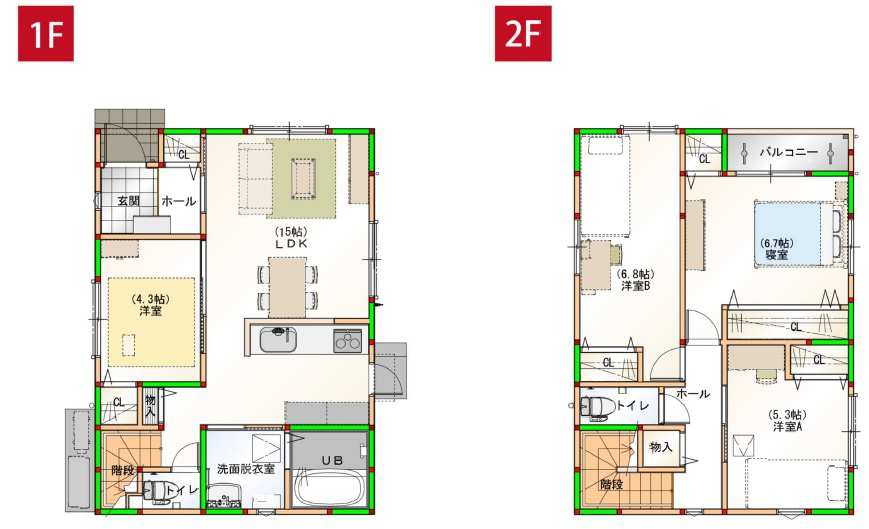 与力町　新築戸建①の間取り|4LDK