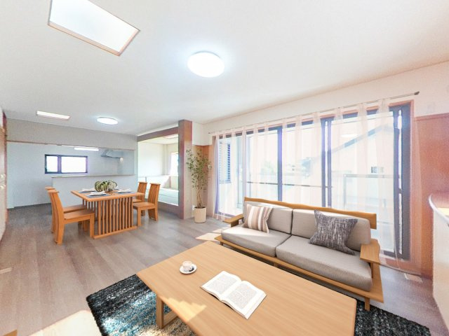 リフォーム中古戸建　岐阜市木田　平成9年築の居間・リビング|家具を設置した想定のCG画像です