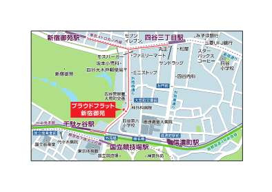 プラウドフラット新宿御苑の地図