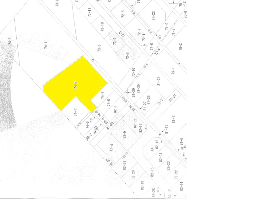 米子市富益町売土地の区画図|黄色の部分が対象地となります。