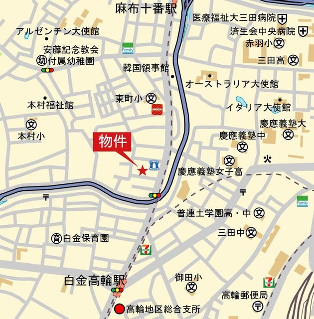 エンテヴィレ南麻布の地図