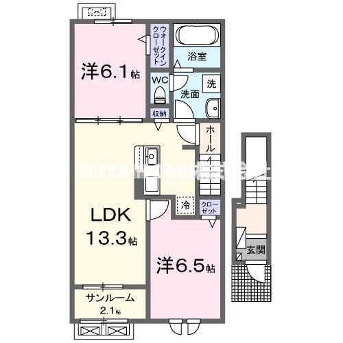マーベラスコウベの間取り|ファミリーの方に人気の２ＬＤＫ＊３口コンロ付きです◎