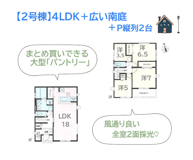 【間取り】 | 収納重視のお客様にもご満足頂ける4LDK広い庭付き一戸建て◎
全室収納に加え大型「SIC」に、まとめ買いができる「パントリー」をご用意しました♪