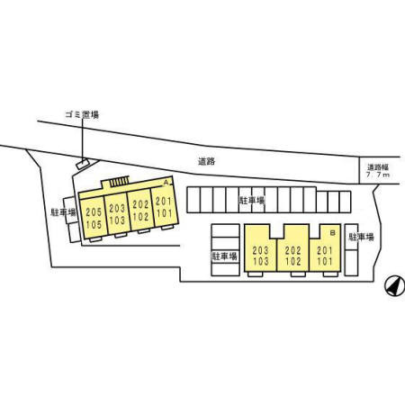サンスカイ三城B棟の区画図