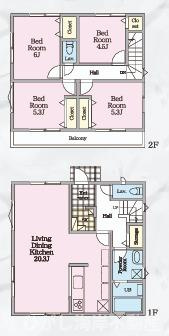 茅ヶ崎市美住町　売地　　全2区画の区画図|B区画参考プランです