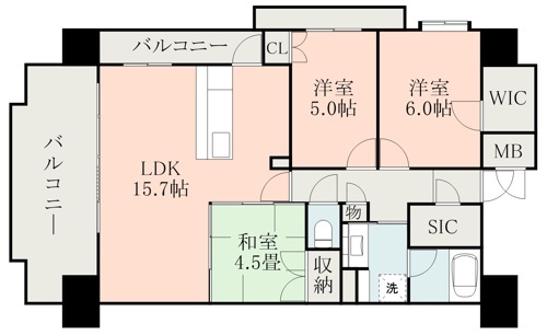 熊本市中央区本山３丁目の賃貸マンションの間取り