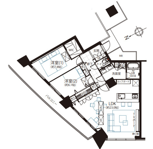 みなとみらいミッドスクエア　ザ・タワーレジデンスの間取り