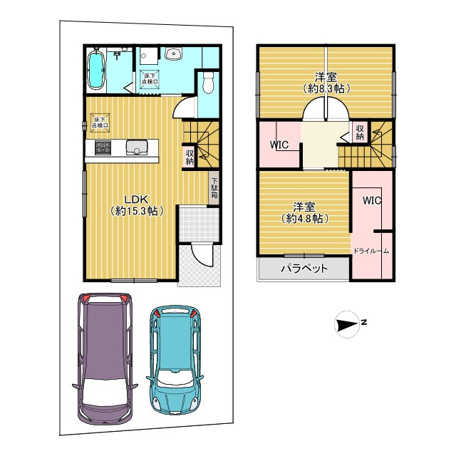 乙訓郡大山崎町小字尻江の間取り|収納充実の3LDK！
お子さまの成長に合わせて部屋を分けてお使いいただける仕様となっております。