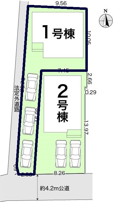 土佐市高岡町甲 -4期2棟1- 新築戸建ての土地図|1号棟