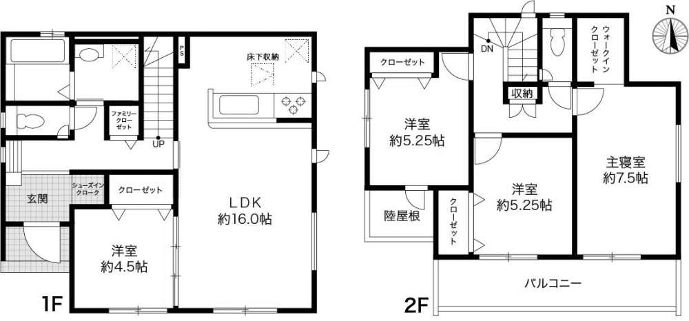 土佐市高岡町甲 -4期2棟1- 新築戸建ての間取り|1号棟