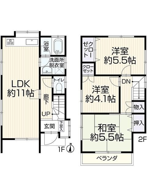 多摩市和田の中古一戸建の間取り
