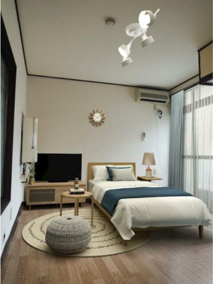 【居間・リビング】 | フラット大久保D | ※写真の家具は合成です。※家具・調度品は設備には含まれません。