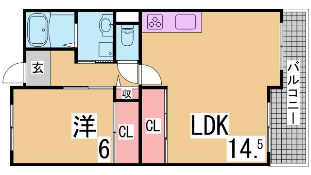 神戸市兵庫区西出町１丁目の賃貸マンションの間取り