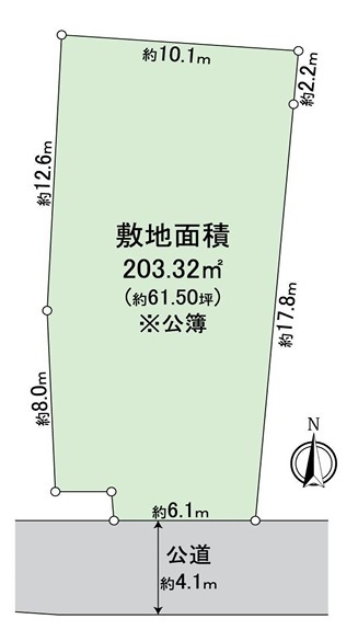 坂戸市花影町　建築条件なし売地　東武東上線『坂戸駅』徒歩14分　【浅羽野小学区】の土地図