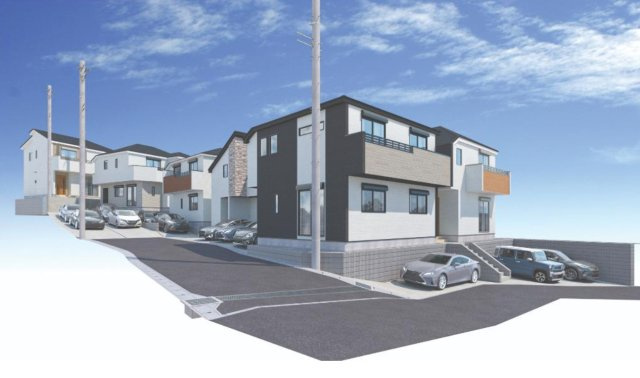 横浜市南区中里4丁目 新築戸建て【仲介手数料無料】カースペース2台の外観パース
