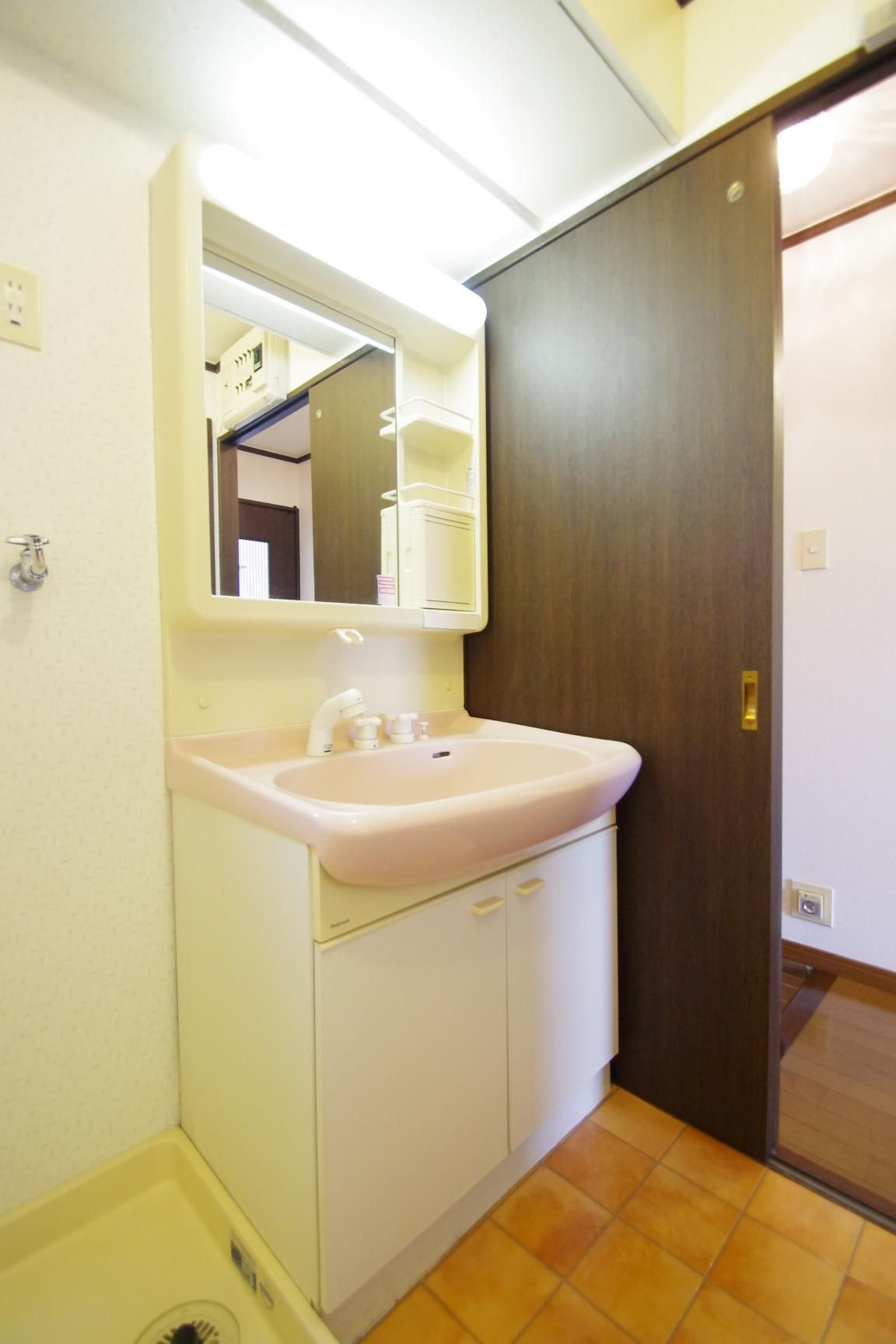 熊本市中央区新屋敷１丁目のアパートの独立洗面台