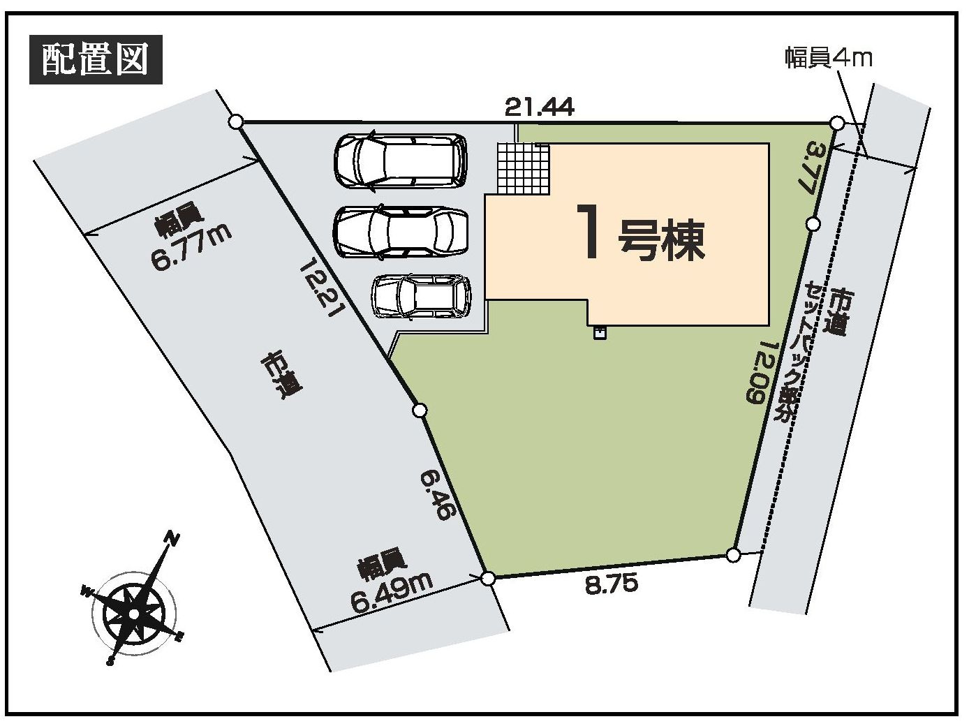 アイタウン前橋市駒形町　新築住宅の区画図|駐車場３台ご用意しています！来客時も重宝します♪
並列駐車なので、車の出し入れもしやすいですよ！
