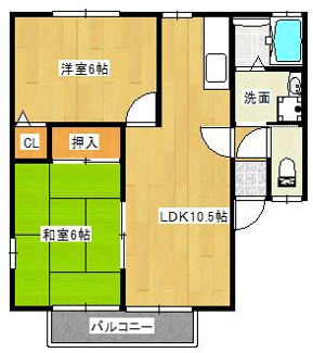【間取り】 | ハイマート | 和室と洋室がある使い勝手の良い2LDKです。