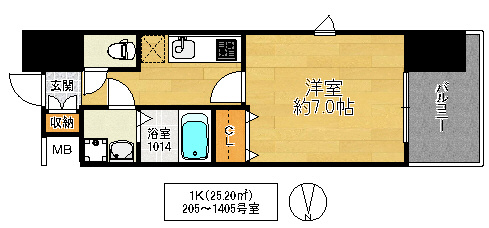 大阪市鶴見区鶴見４丁目の賃貸マンションの間取り