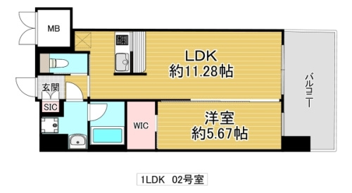 東大阪市森河内西２丁目の賃貸マンションの間取り