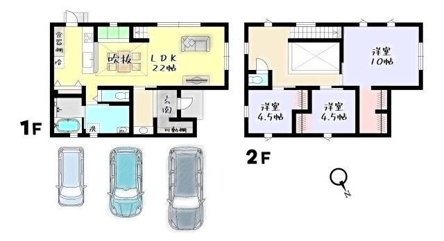 小倉南区長行西　中古戸建ての間取り|吹抜け付き♪全館空調で快適な住宅です♪