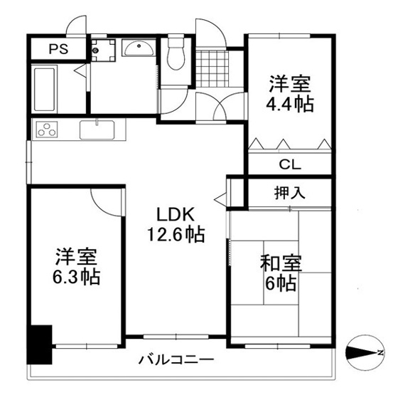 【間取り】 | ふぁみーゆ松原 | 三方角住戸☆【3LDK＋東向きバルコニー☆】室内水廻り設備一新！全面リフォーム済み☆キッチン窓付きです☆