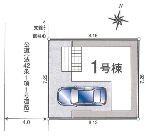 入間市東藤沢3丁目・全1棟　新築一戸建　の区画図|車庫1台分（車種制限あり）