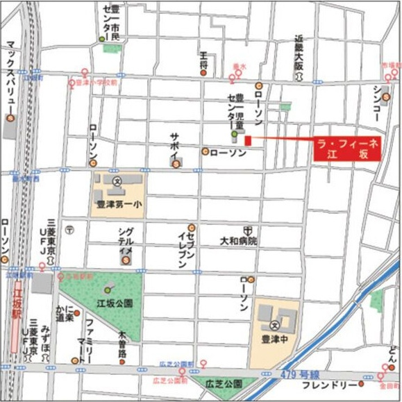 ラ・フィーネ江坂の地図