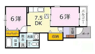 広島市安佐北区可部９丁目のアパートの間取り