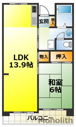 津久野南６号棟の間取り