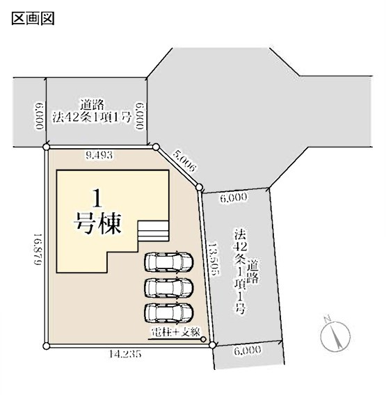 第2下野緑の区画図|土地面積：223.09㎡（67.48坪）