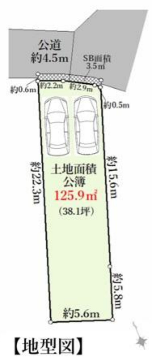 横浜市港北区富士塚2丁目 新築戸建て【仲介手数料無料】カースペース2台の区画図