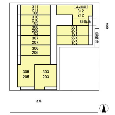 府中市是政５丁目の賃貸マンションの区画図