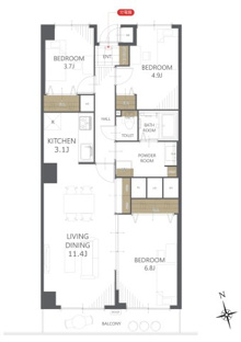 【間取り】鹿沼公園ハイリビング 