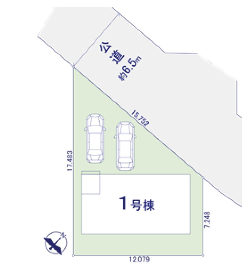 所沢市三ケ島5丁目・全1棟　新築一戸建　の区画図|カースペース並列2台（車種制限あり）