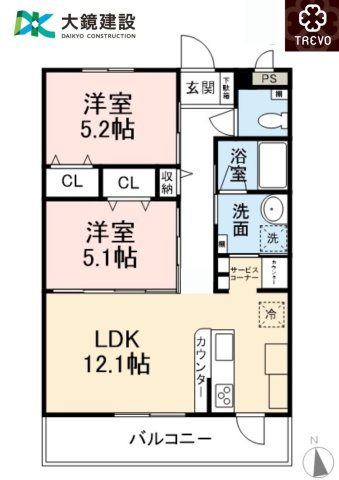 南城市大里字大城のアパートの間取り