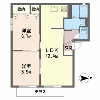 【間取り】 | ヴィラ・ライスシャワーＢ