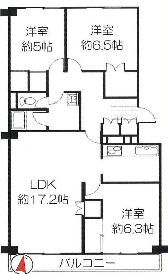 鎌倉ロジュマンＤ棟の間取り|こちらの反転タイプの間取りになります