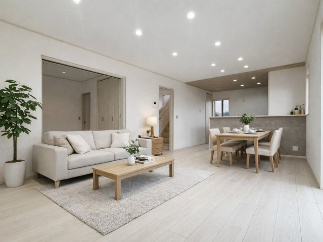 【２号棟　区画図】土地面積60坪以上。車の駐車以外にも使える広々スペース。プランターでお花を育てたり、家庭用プールを広げてお子様と楽しむのも良いですね。