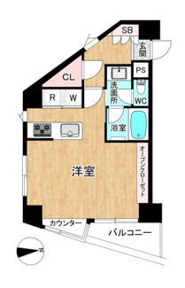 【間取り】 | ヴェルティ千早町第2 | 【本物件間取り図】約１０帖広い洋室と使いやすいオープンクローゼット、南・東の２面採光が明るく開放的な印象！洋室以外にも収納部屋が一部屋あるのが嬉しいです！浴室も程よい広さがございます！眺望・採光良好！
