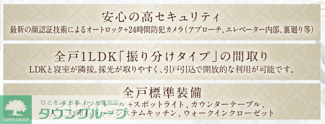 高セキュリティ １LDK 振り分けタイプ 全戸ハイグレード仕様