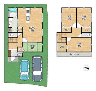 【土地図】 | 【建築プラン例】4LDK(30.38坪)　建物価格2170万円！