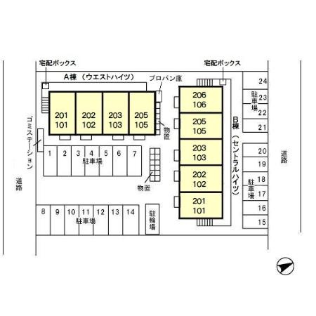ウエストハイツ・セントラルハイツ　セントラルハイツの区画図