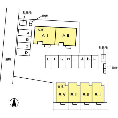 プランドール和田中　B棟 BⅤの区画図