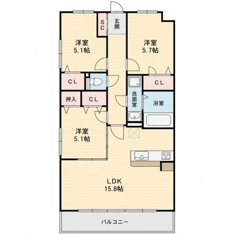 クレストコート天拝の間取り|別号数タイプ