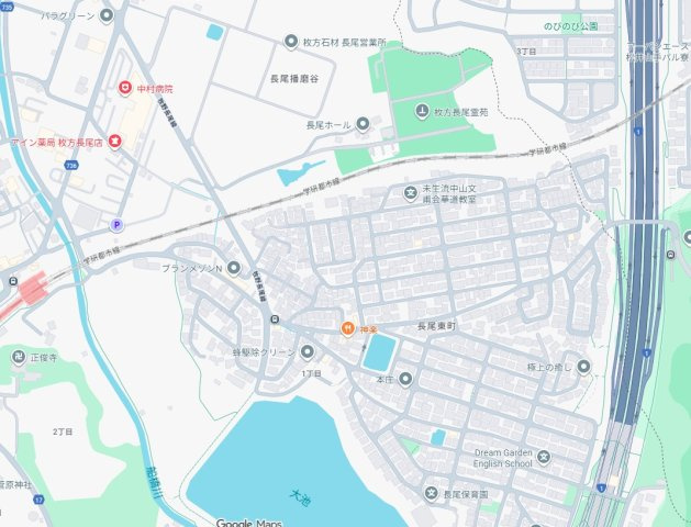 枚方市長尾東町　売土地の地図