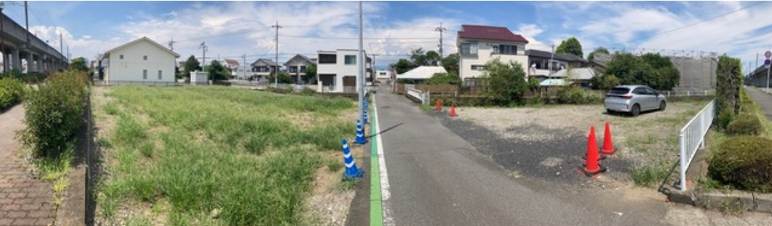 【LIGNAGE】前橋市三河町　売地　1号地の前面道路含む現地写真