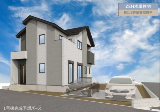 リガーレさくら市氏家10期の外観パース|1号棟完成予定パース